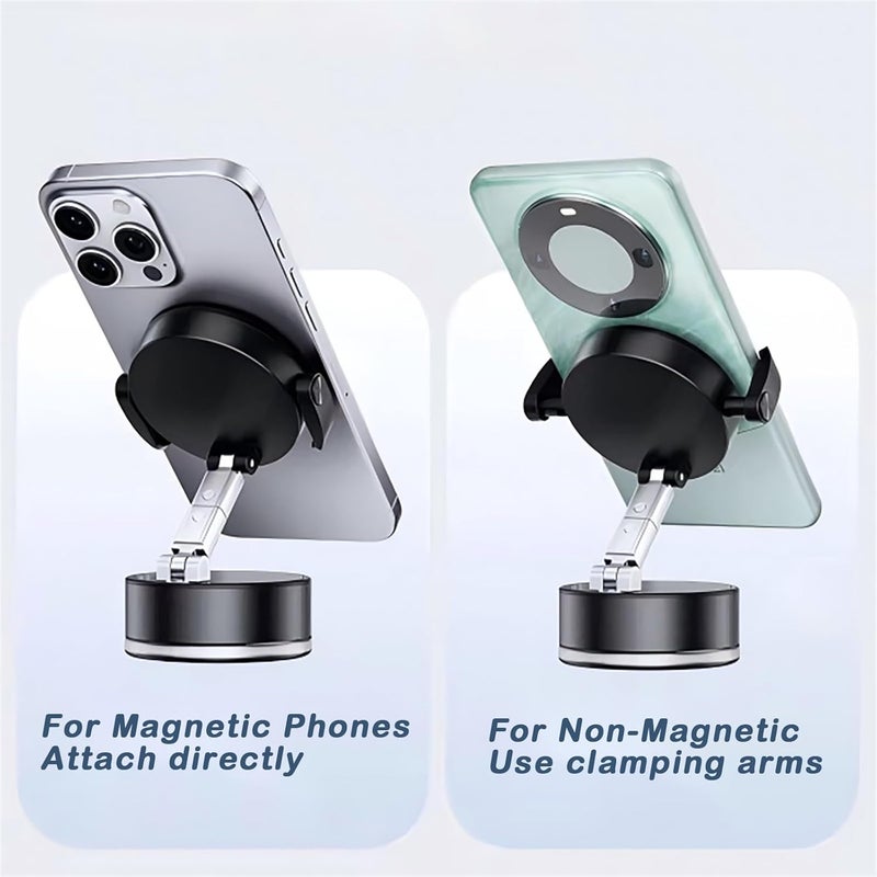 kiimiles Metal Phone Stand for Desk, Universal Phone Holder with 360 Rotating Arm Foldable Retractable Stand Compatible with Magnetic and Android Phones, Office Accessories (A9) - Image 5